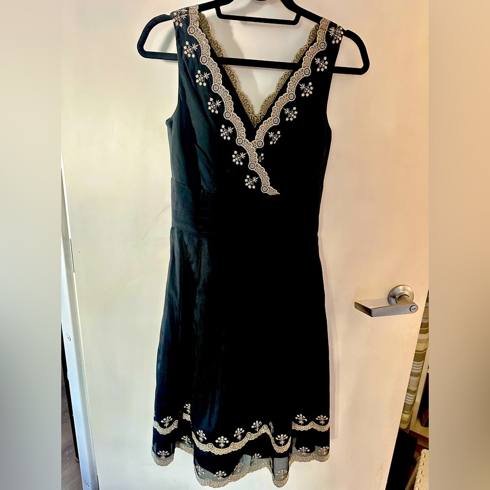Gold embroidered dress by Ann Taylor